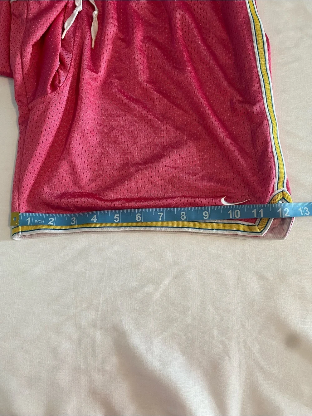 Nike Pink Athletic Mesh Shorts with Yellow & White Trim